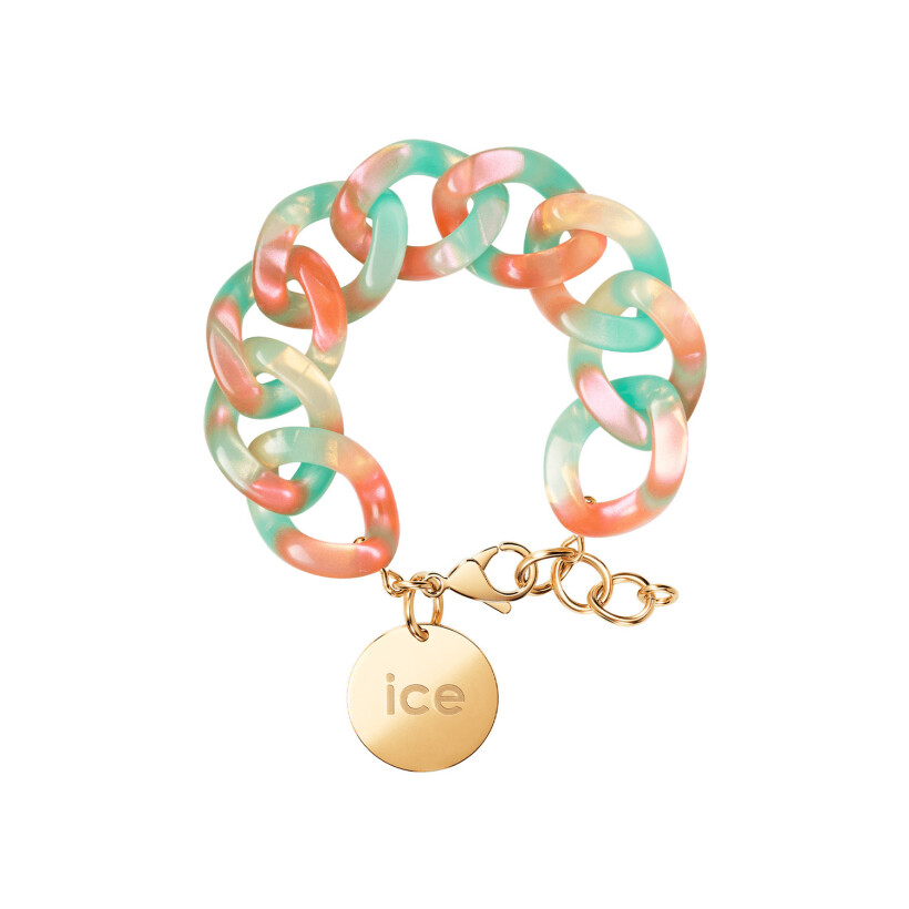 Bracelet chaîne Ice-Watch Ice Jewellery Turquoise nude en acétate et métal doré