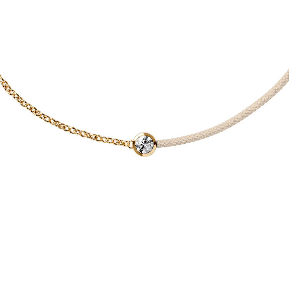 Bracelet sur cordon beige Ice-Watch Ice Jewellery en argent doré et diamant