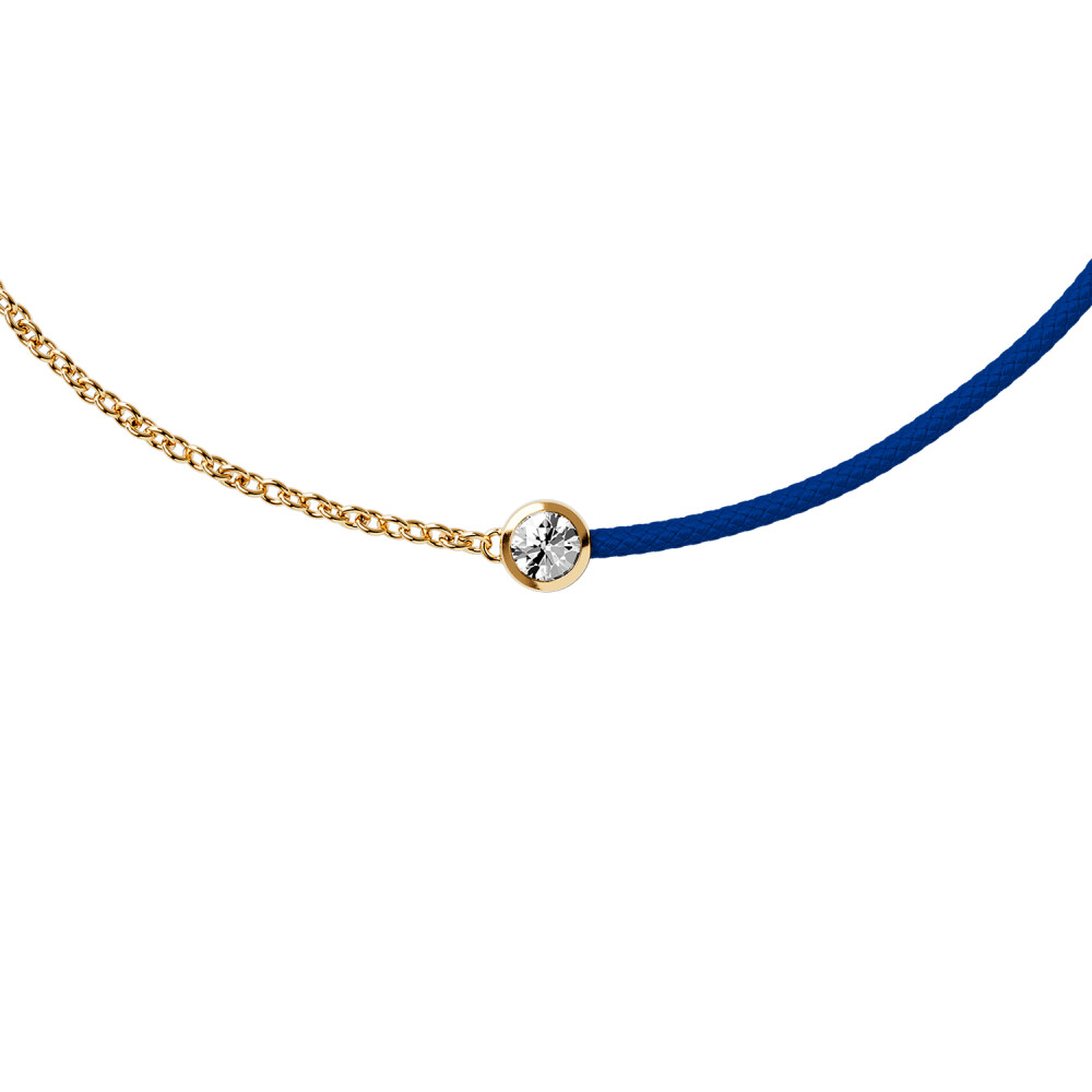 Bracelet sur cordon bleu nuit Ice-Watch Ice Jewellery en argent doré et diamant