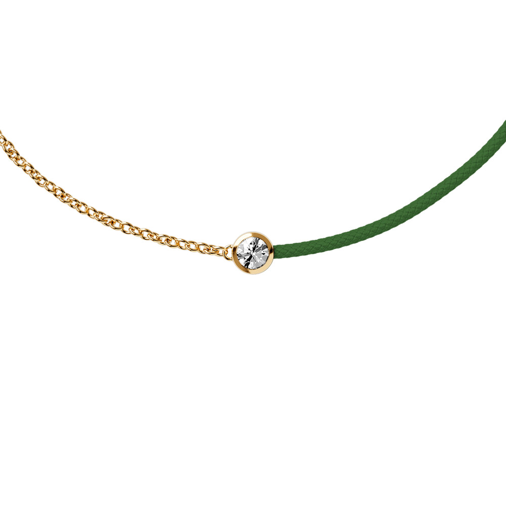 Bracelet sur cordon khaki Ice-Watch Ice Jewellery en argent doré et diamant