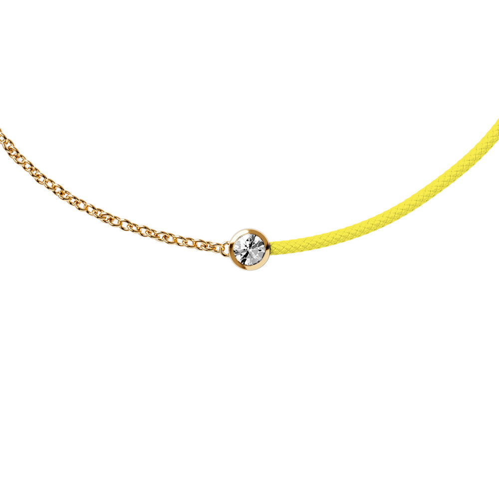 Bracelet sur cordon jaune Ice-Watch Ice Jewellery en argent doré et diamant