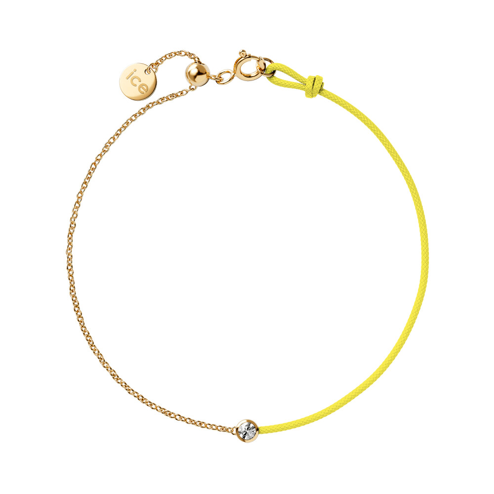 Bracelet sur cordon jaune Ice-Watch Ice Jewellery en argent doré et diamant