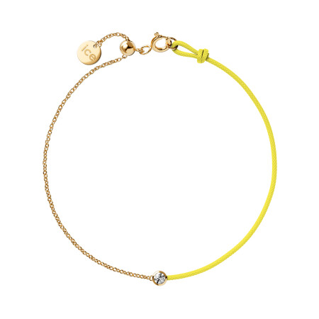 Bracelet sur cordon jaune Ice-Watch ICE Jewellery en argent doré et diamant