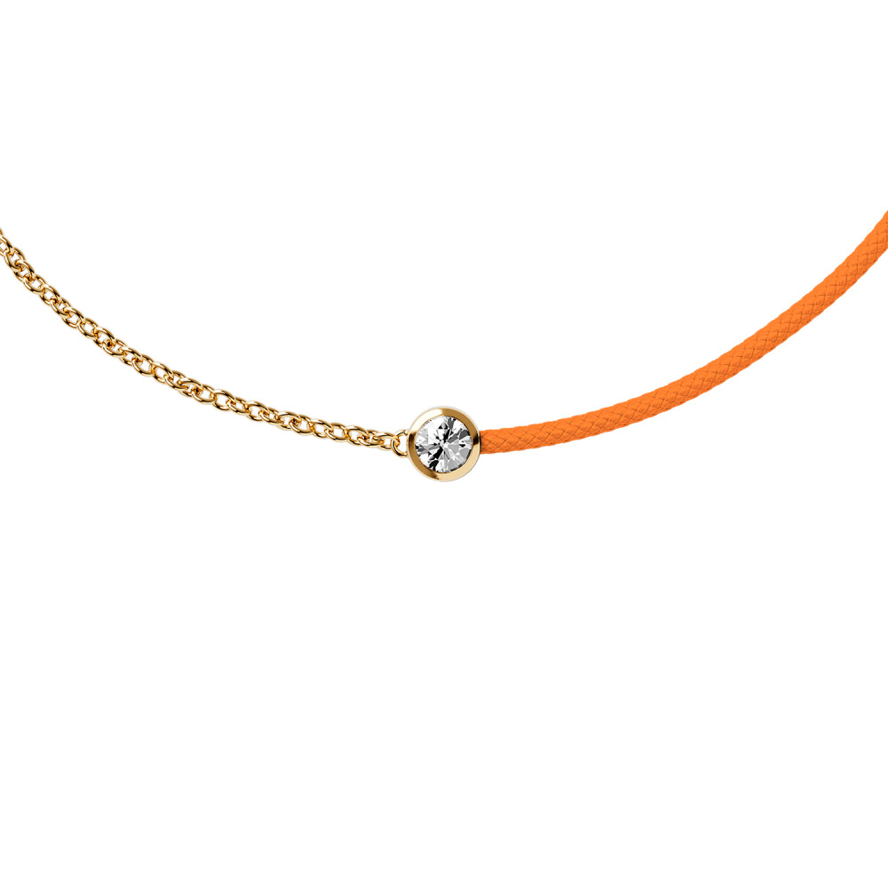 Bracelet sur cordon orange Ice-Watch Ice Jewellery en argent doré et diamant