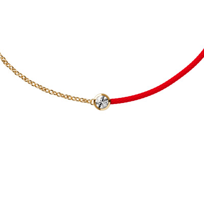 Bracelet sur cordon rouge Ice-Watch ICE Jewellery en argent doré et diamant