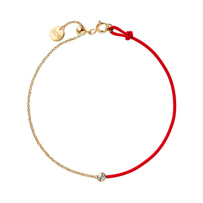 Bracelet sur cordon rouge Ice-Watch ICE Jewellery en argent doré et diamant