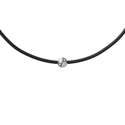 Bracelet sur cordon noir Ice-Watch ICE Jewellery en argent et diamant