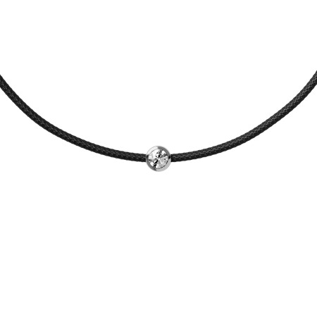 Bracelet sur cordon noir Ice-Watch ICE Jewellery en argent et diamant