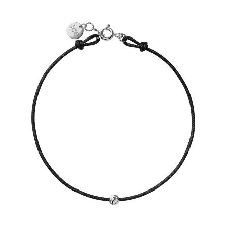 Bracelet sur cordon noir Ice-Watch ICE Jewellery en argent et diamant