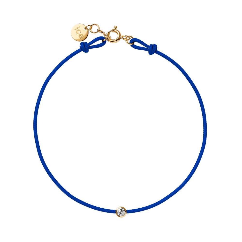 Bracelet sur cordon lazuli blue Ice-Watch Ice Jewellery en argent doré et diamant