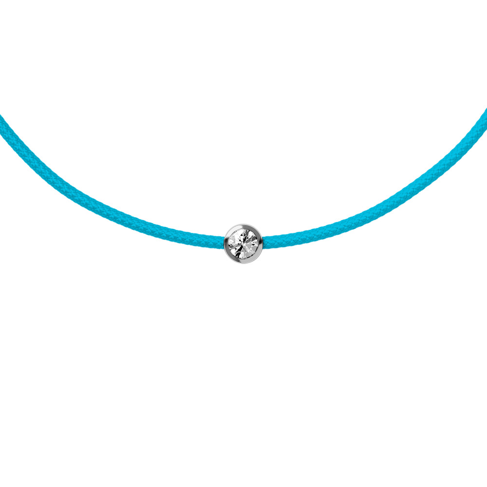 Bracelet sur cordon bleu turquois Ice-Watch Ice Jewellery en argent et diamant