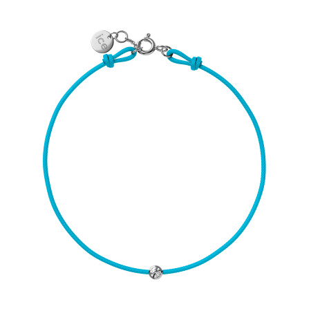 Bracelet sur cordon bleu turquois Ice-Watch ICE Jewellery en argent et diamant