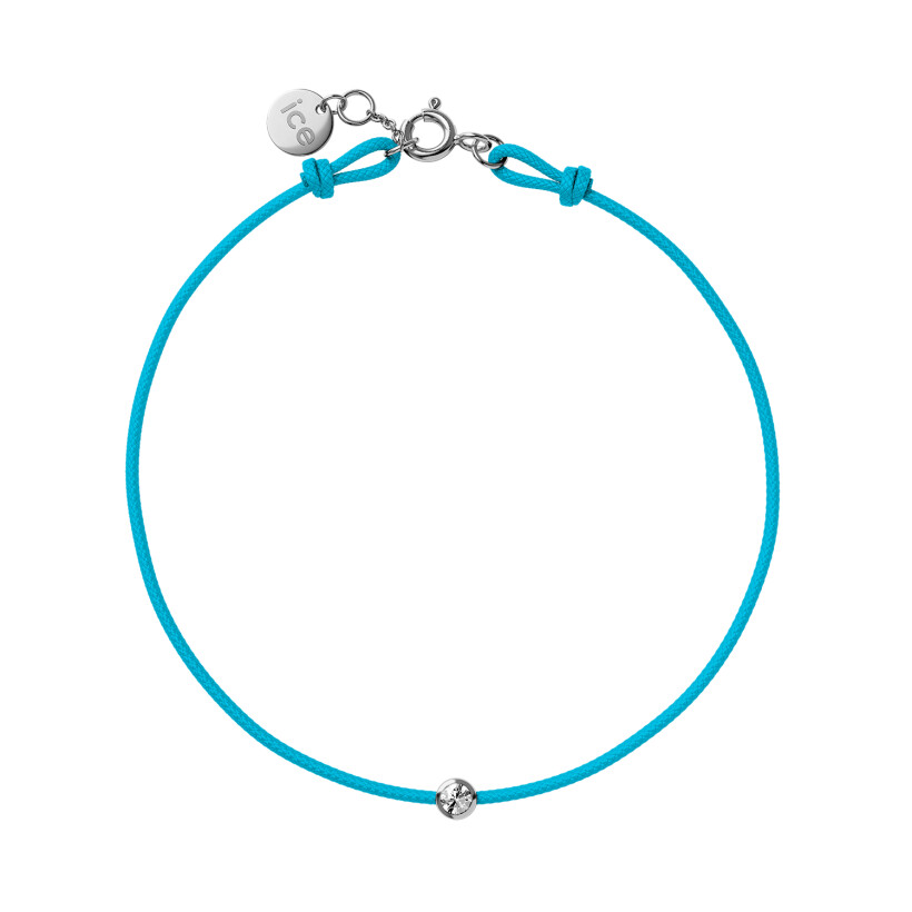 Bracelet sur cordon bleu turquois Ice-Watch Ice Jewellery en argent et diamant