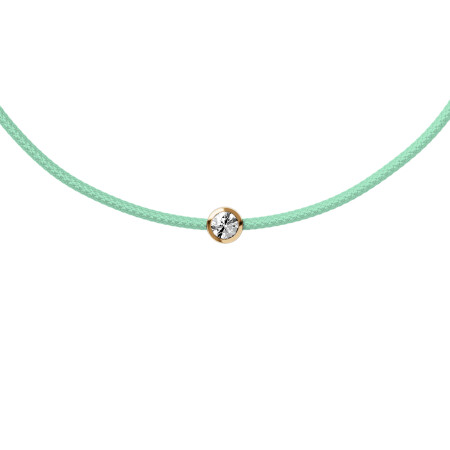 Bracelet sur cordon vert d'eau Ice-Watch ICE Jewellery en argent et diamant