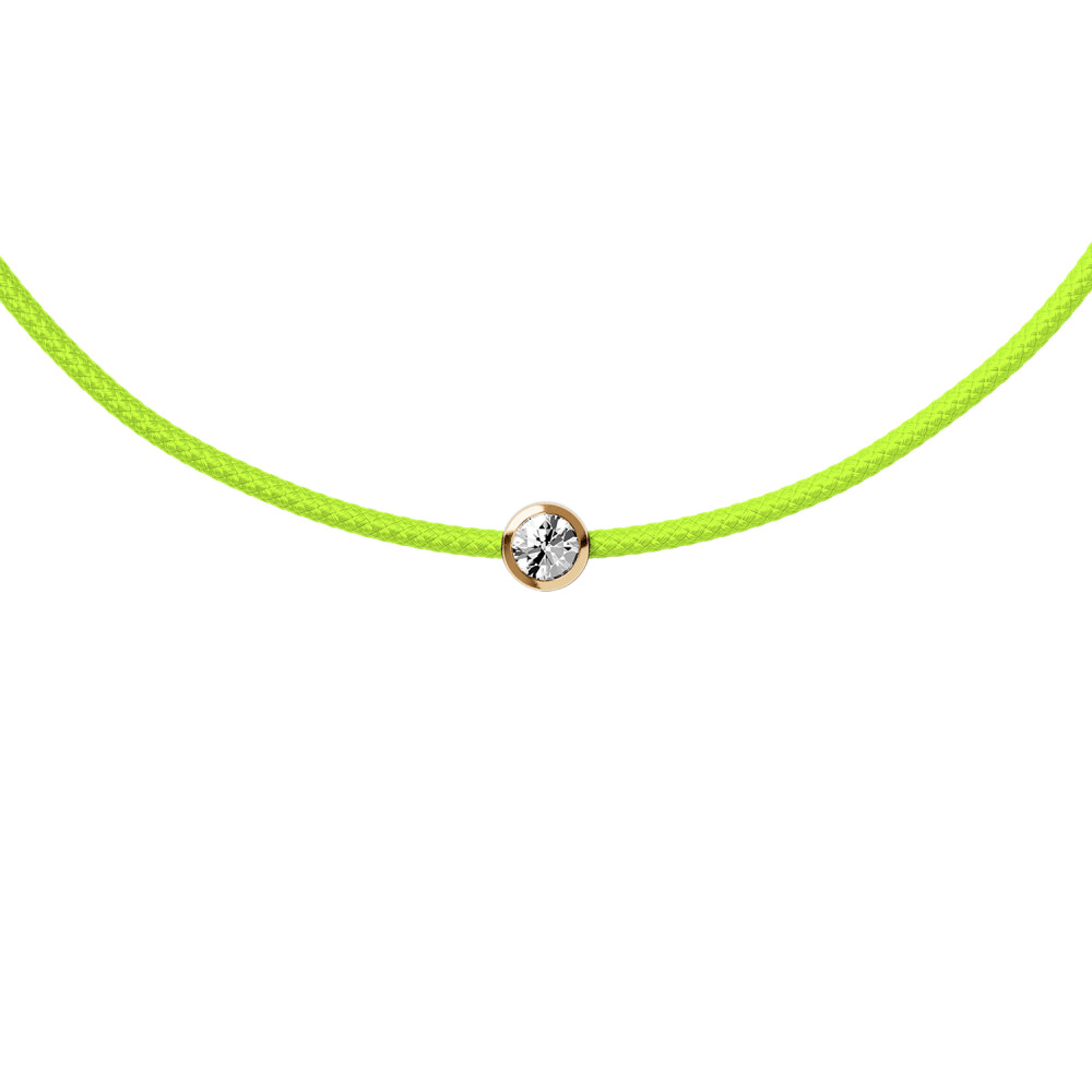 Bracelet sur cordon vert néon Ice-Watch Ice Jewellery en argent et diamant