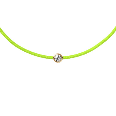 Bracelet sur cordon vert nÃ©on Ice-Watch ICE Jewellery en argent et diamant