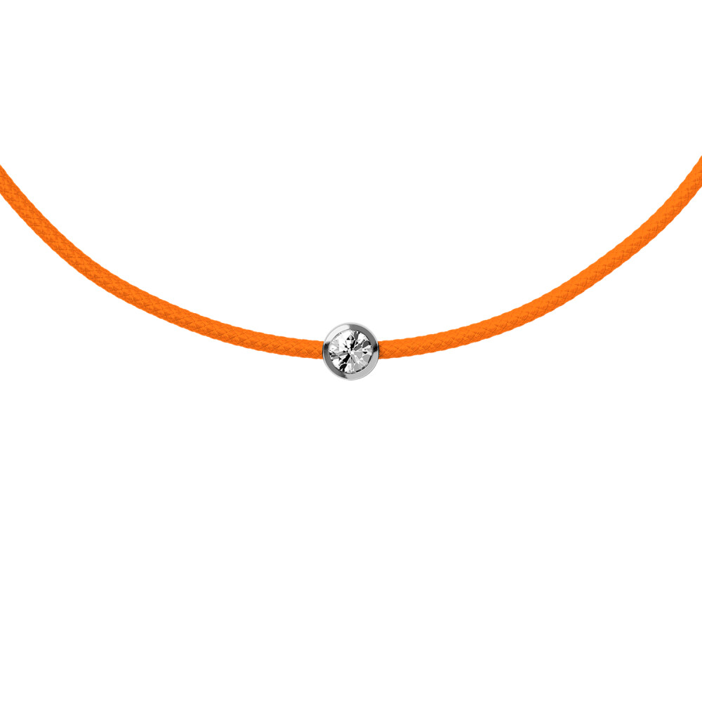 Bracelet sur cordon orange néon Ice-Watch Ice Jewellery en argent et diamant