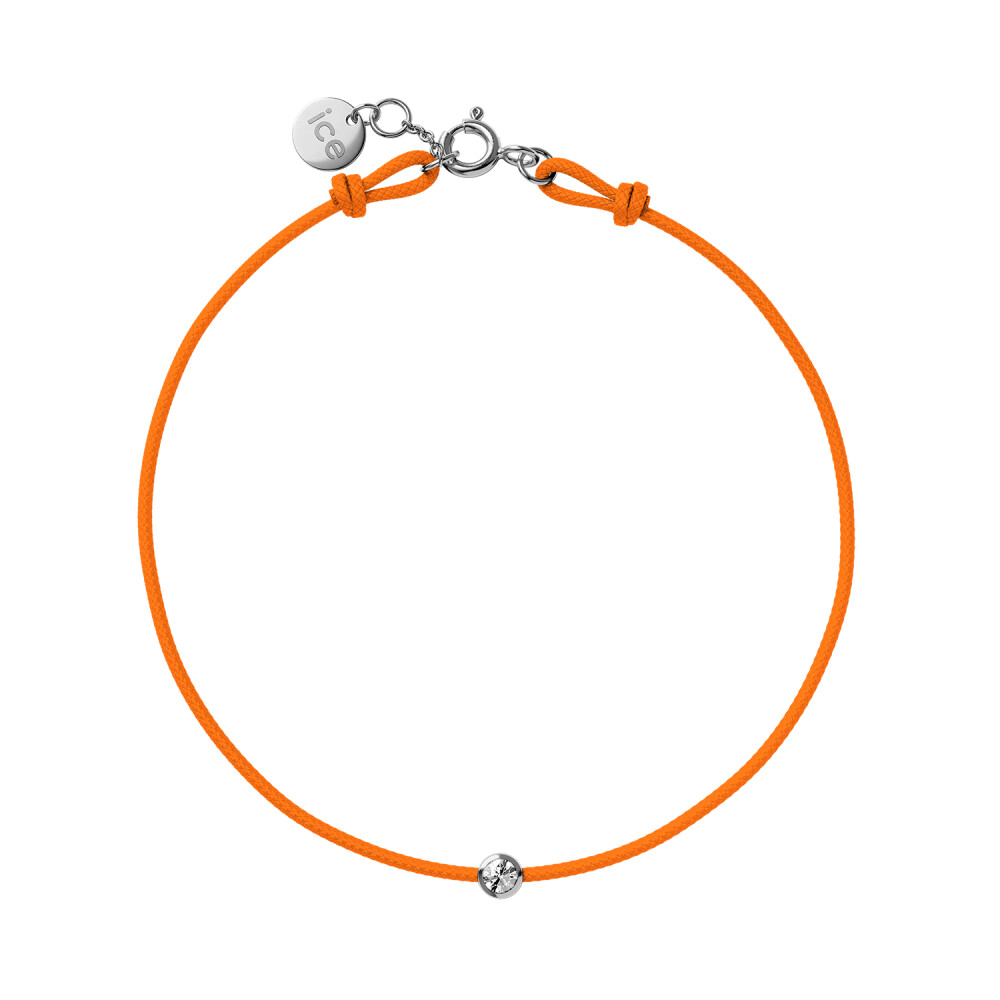 Bracelet sur cordon orange néon Ice-Watch Ice Jewellery en argent et diamant
