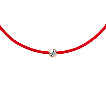 Bracelet sur cordon rouge Ice-Watch ICE Jewellery en argent doré et diamant