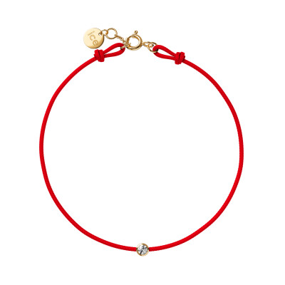 Bracelet sur cordon rouge Ice-Watch ICE Jewellery en argent doré et diamant