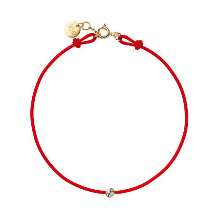 Bracelet sur cordon rouge Ice-Watch ICE Jewellery en argent doré et diamant