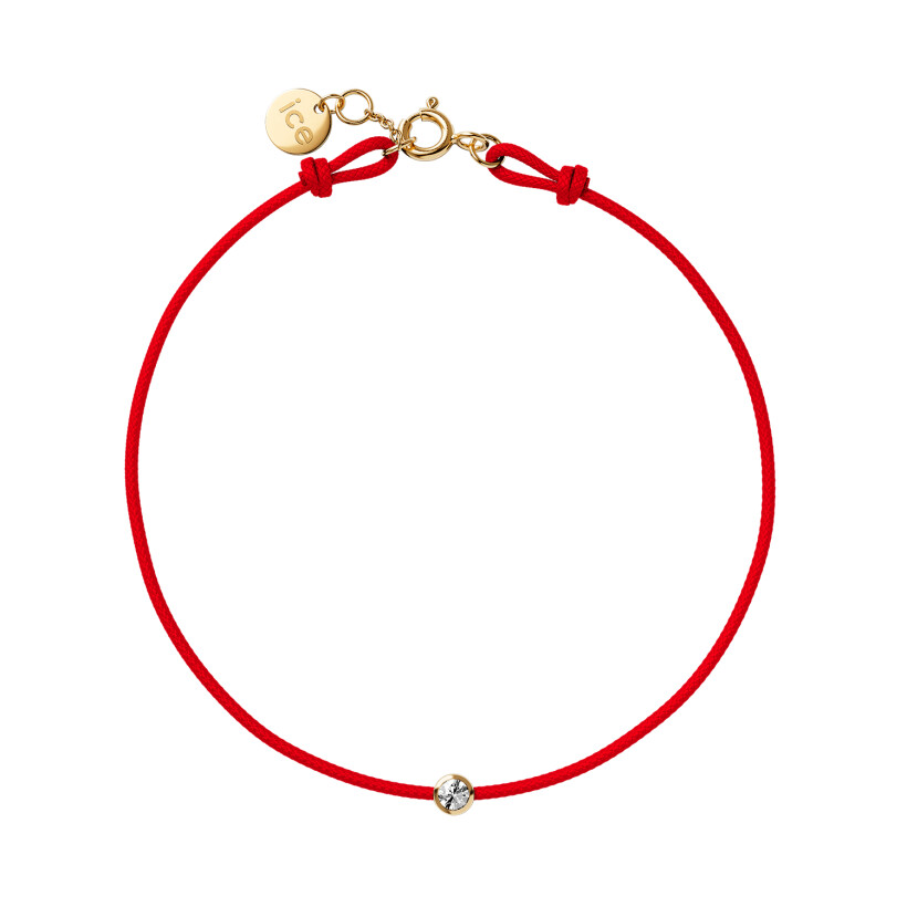Bracelet sur cordon rouge Ice-Watch Ice Jewellery en argent doré et diamant