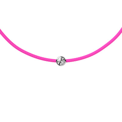 Bracelet sur cordon rose nÃ©on Ice-Watch ICE Jewellery en argent et diamant