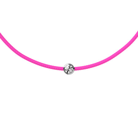 Bracelet sur cordon rose nÃ©on Ice-Watch ICE Jewellery en argent et diamant