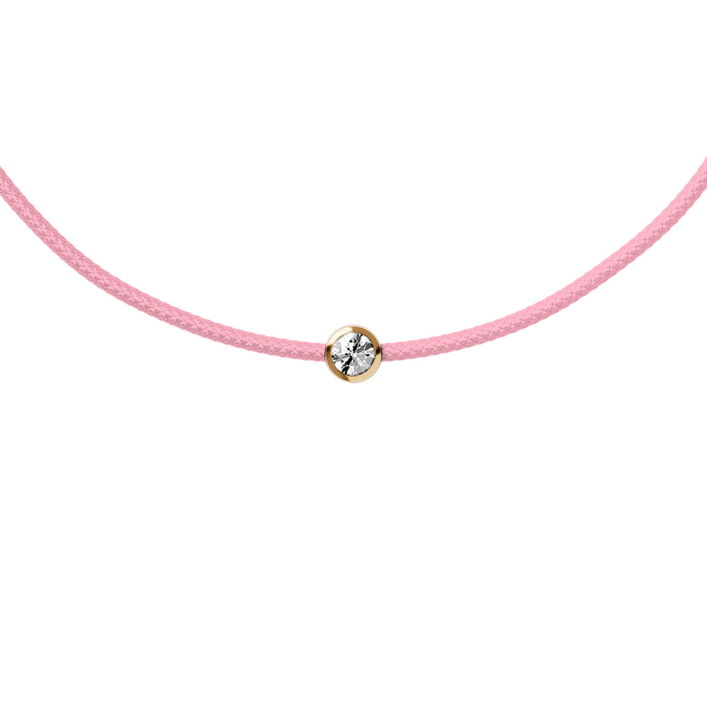 Bracelet sur cordon rose clair Ice-Watch Ice Jewellery en argent doré et diamant