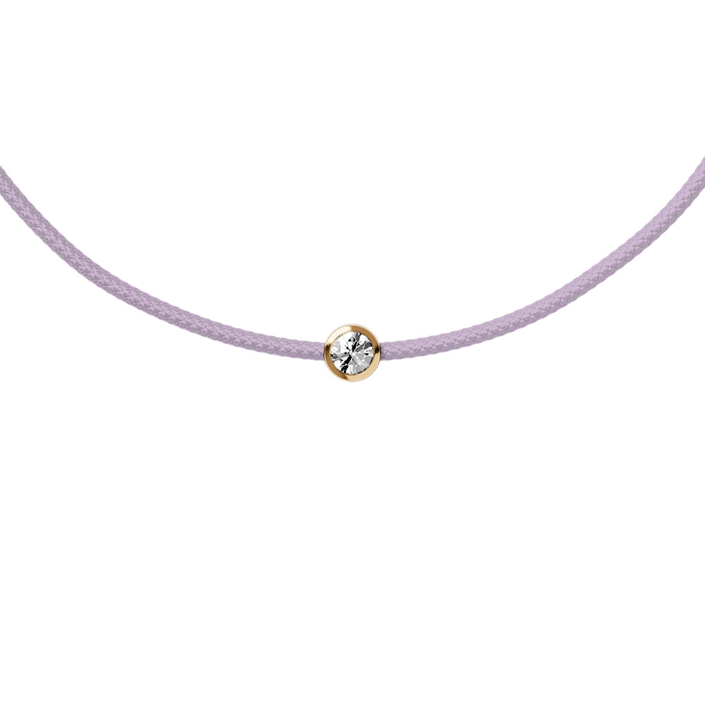 Bracelet sur cordon lilac Ice-Watch Ice Jewellery en argent doré et diamant