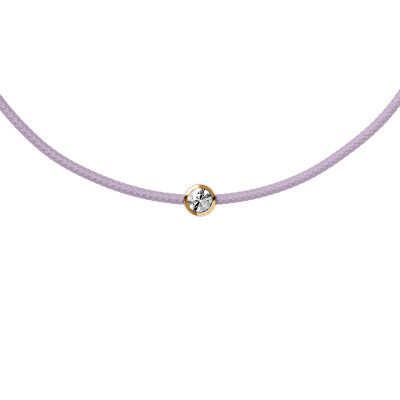 Bracelet sur cordon lilac Ice-Watch ICE Jewellery en argent doré et diamant