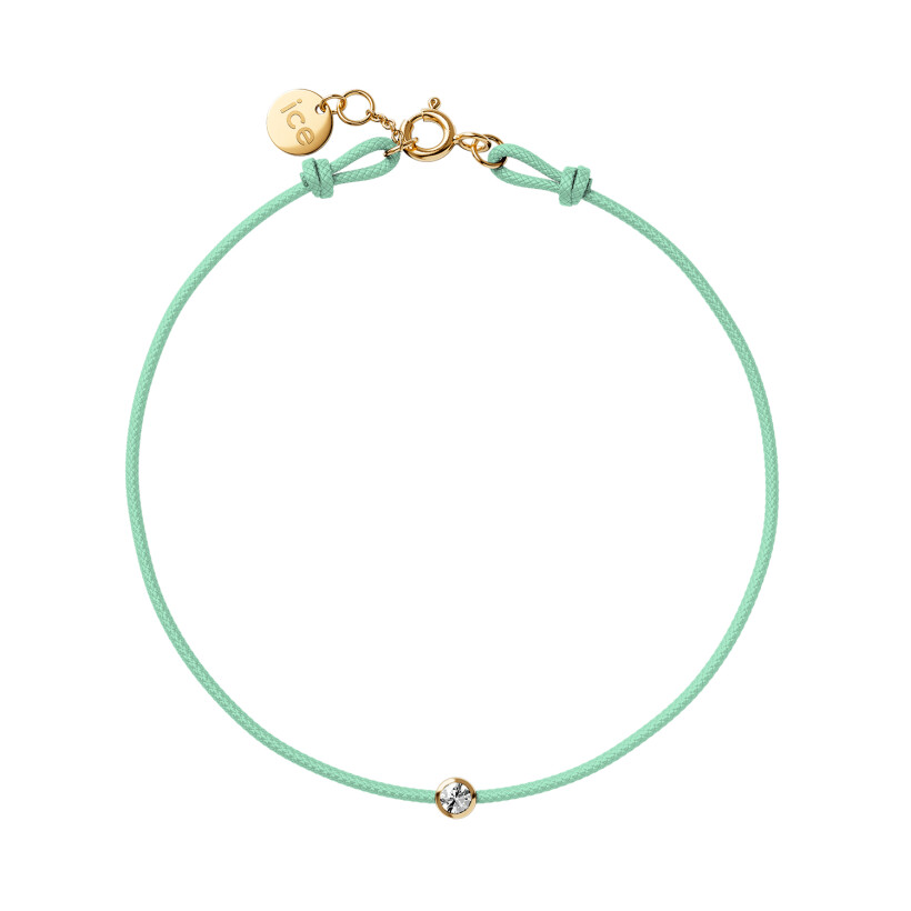 Bracelet sur cordon vert néon Ice-Watch Ice Jewellery en argent et diamant