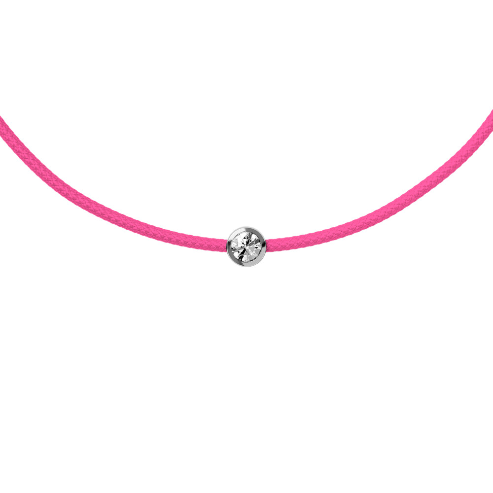 Bracelet sur cordon rose Ice-Watch Ice Jewellery en argent et diamant
