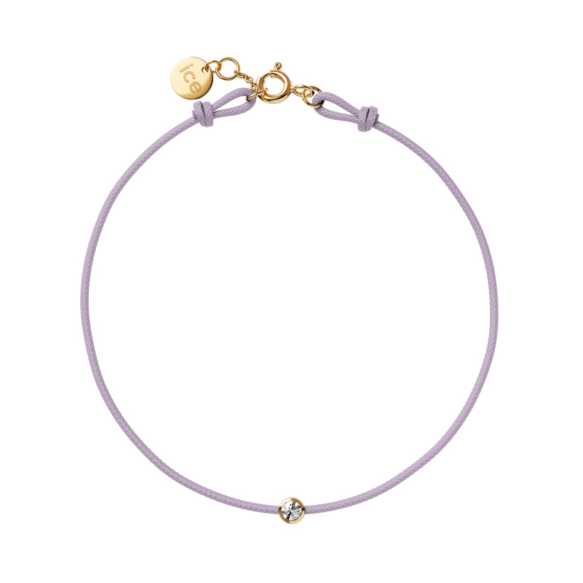 Bracelet sur cordon lilac Ice-Watch Ice Jewellery en argent doré et diamant