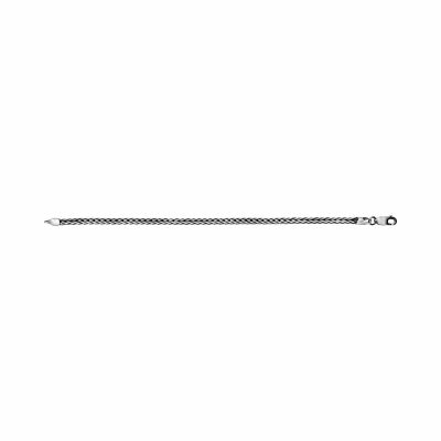 Bracelet argent massif patiné maille ronde palmier 20.5cm