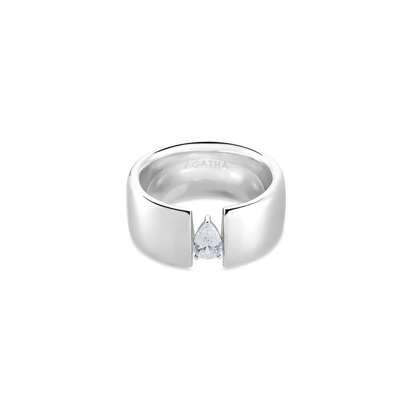 Bague Agatha Jade en argent rhodié et oxyde de zirconium