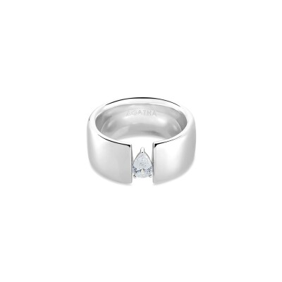 Bague Agatha Jade en argent rhodié et oxyde de zirconium