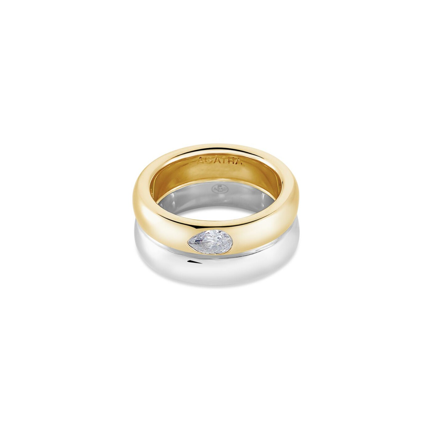 Bague Agatha Dua en argent, argent doré et oxyde de zirconium