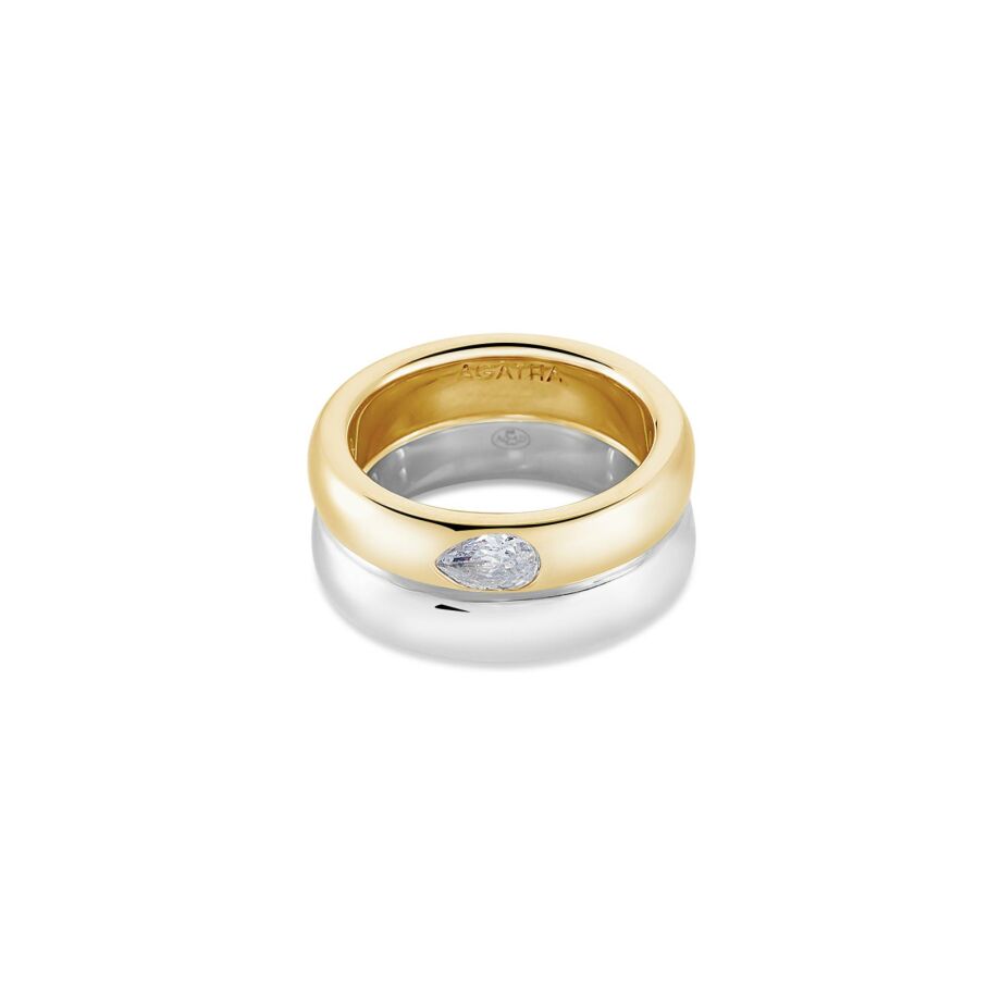 Bague Agatha Dua en argent, argent doré et oxyde de zirconium