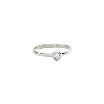 Bague Agatha Odeon en argent rhodié et oxyde de zirconium, taille 56