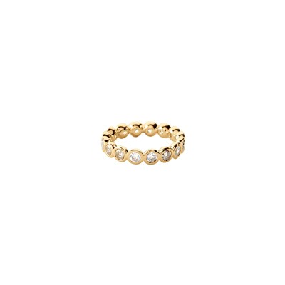 Bague Agatha Saint Germain en laiton doré, oxyde de zirconium et pierre naturelle, taille 54