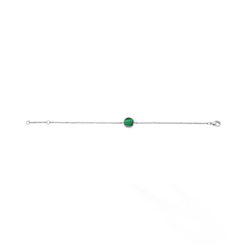 Bracelet argent rhodié forme irregulière avec malachite