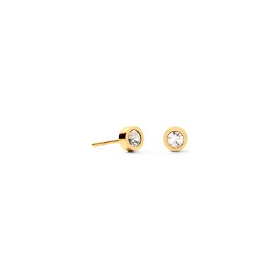 Boucles d'oreilles Coeur de Lion Sparkling Dot  en acier doré et cristaux