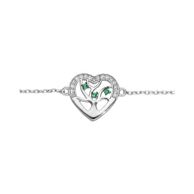 Bracelet Arbre de vie en argent rhodié, oxydes de zirconium et pierres