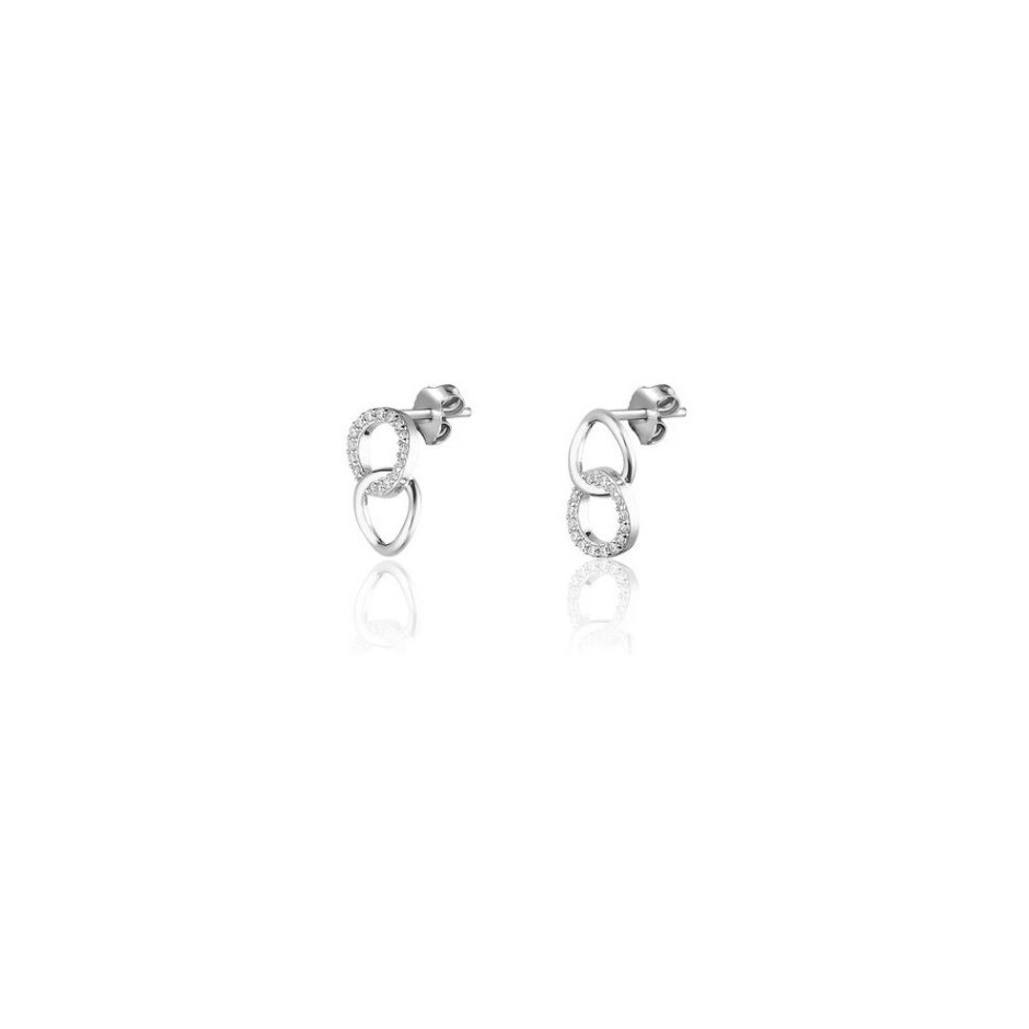 Boucles d'oreilles anneaux entrelacés Agatha Rondou en argent et oxydes de zirconium