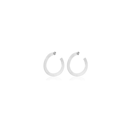 Boucles d'oreilles créoles Agatha Lines avec effet martelé en argent