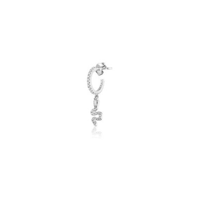 Mono boucle d'oreille créole Agatha Mix & Match pavée avec serpent pavé en argent et oxydes de zirconium