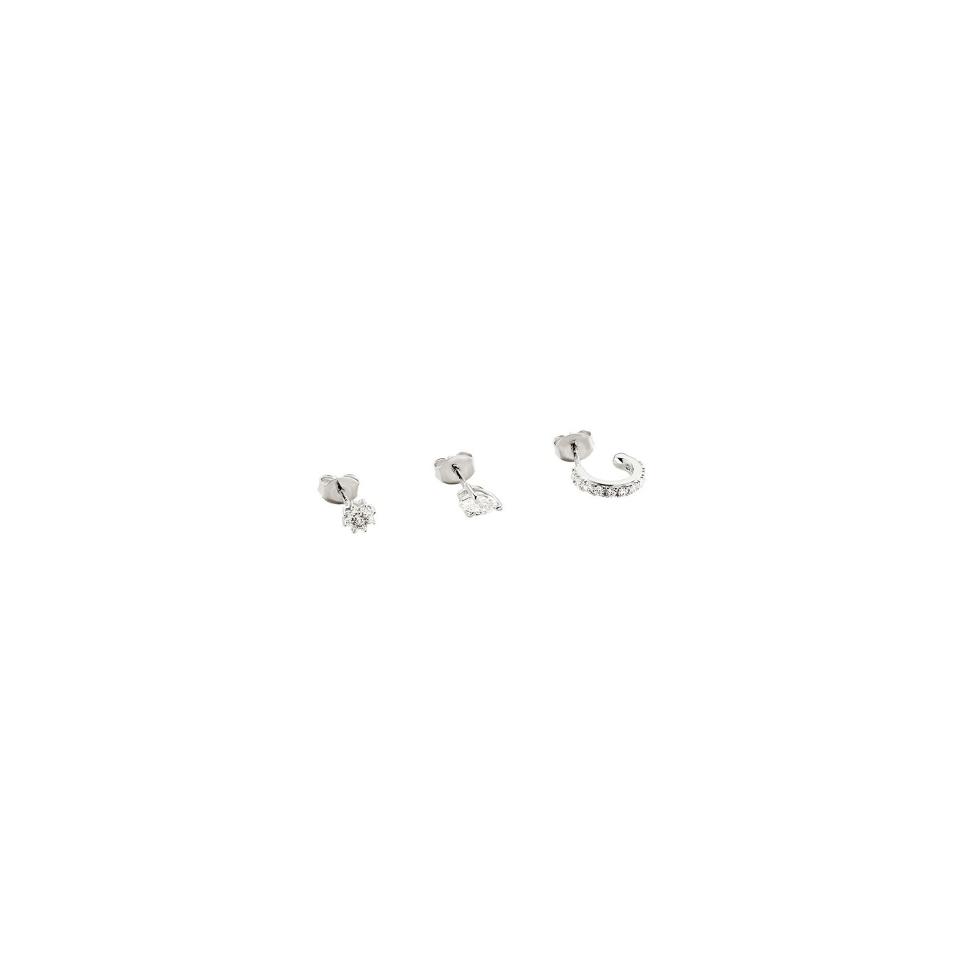 Set de 3 boucles d'oreilles Agatha PARADIS en argent