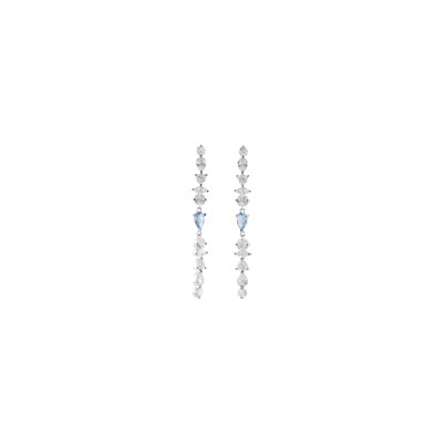 Boucles d'oreilles Agatha Jackie en argent rhodié et oxydes de zirconium