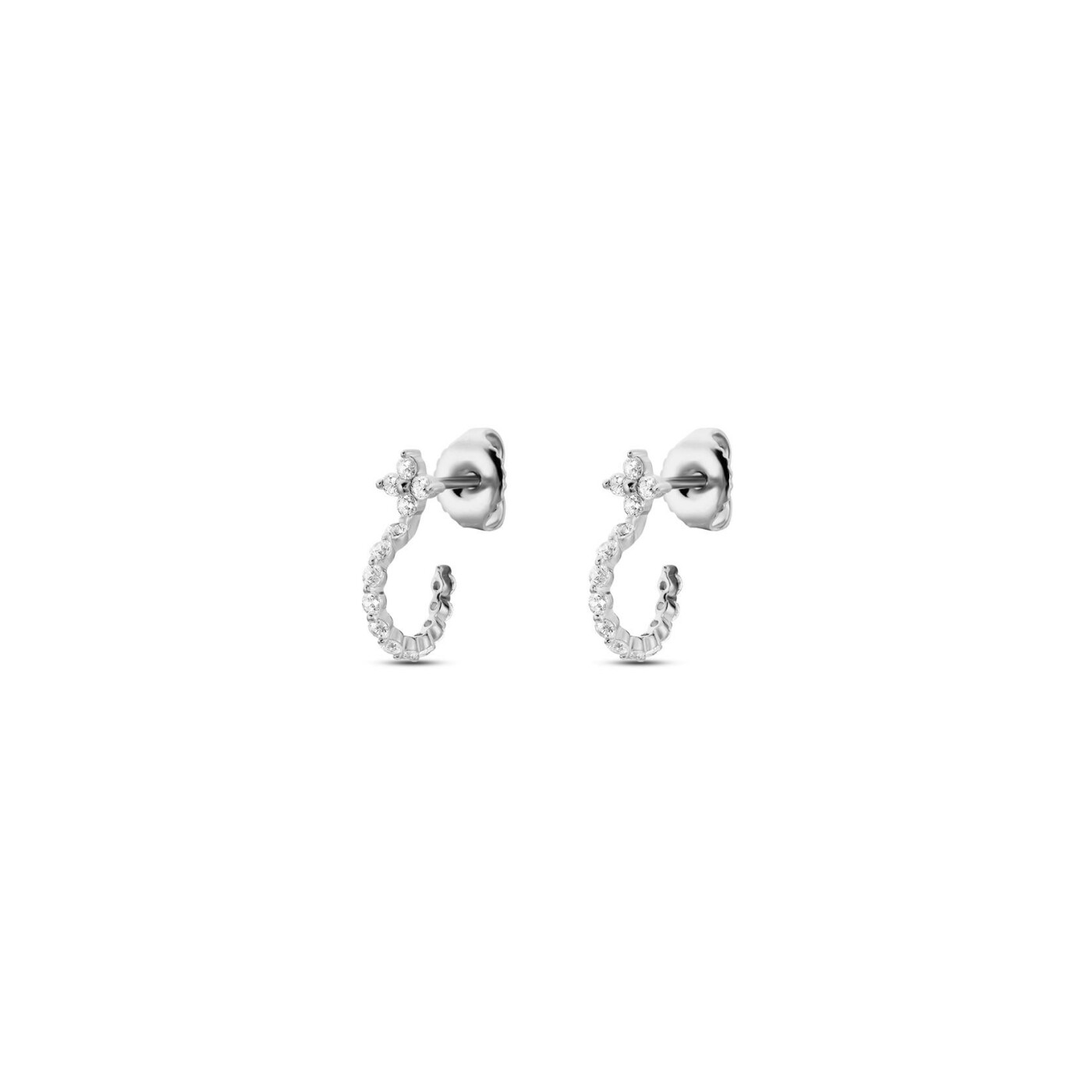 Boucles d'oreilles Agatha Beloved en argent rhodié et oxydes de zirconium